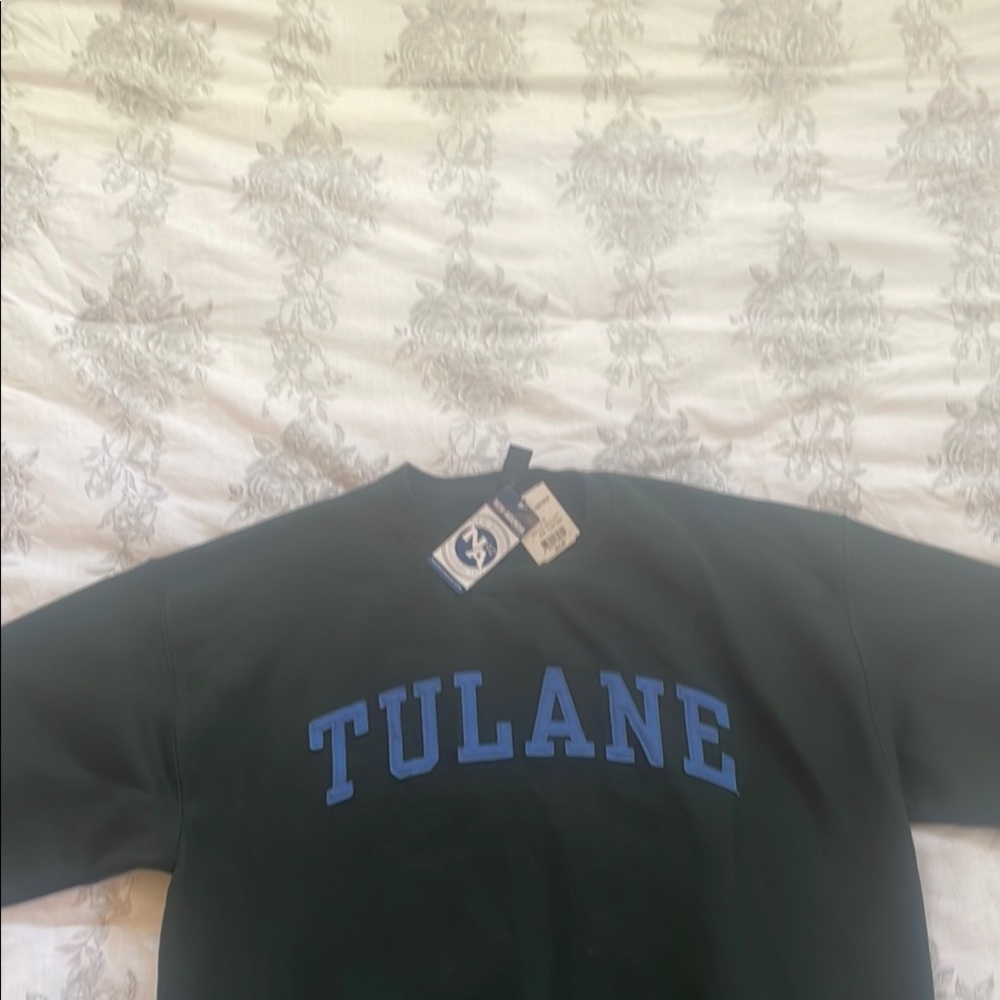 Tulane Green Sweatshirt with Blue Text